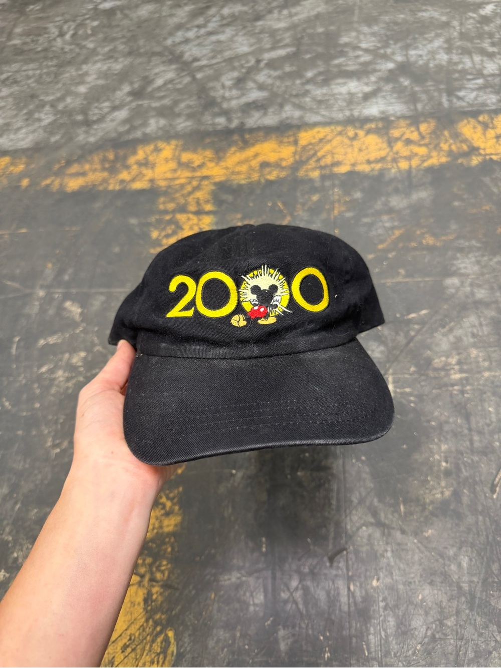 The Disney Store “Disney Welcomes Year 2000” Black Mickey Mouse Adjustable Hat